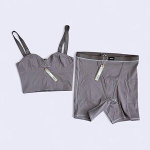 SKIMS Cotton Rib Picot Cropped Set BNWT